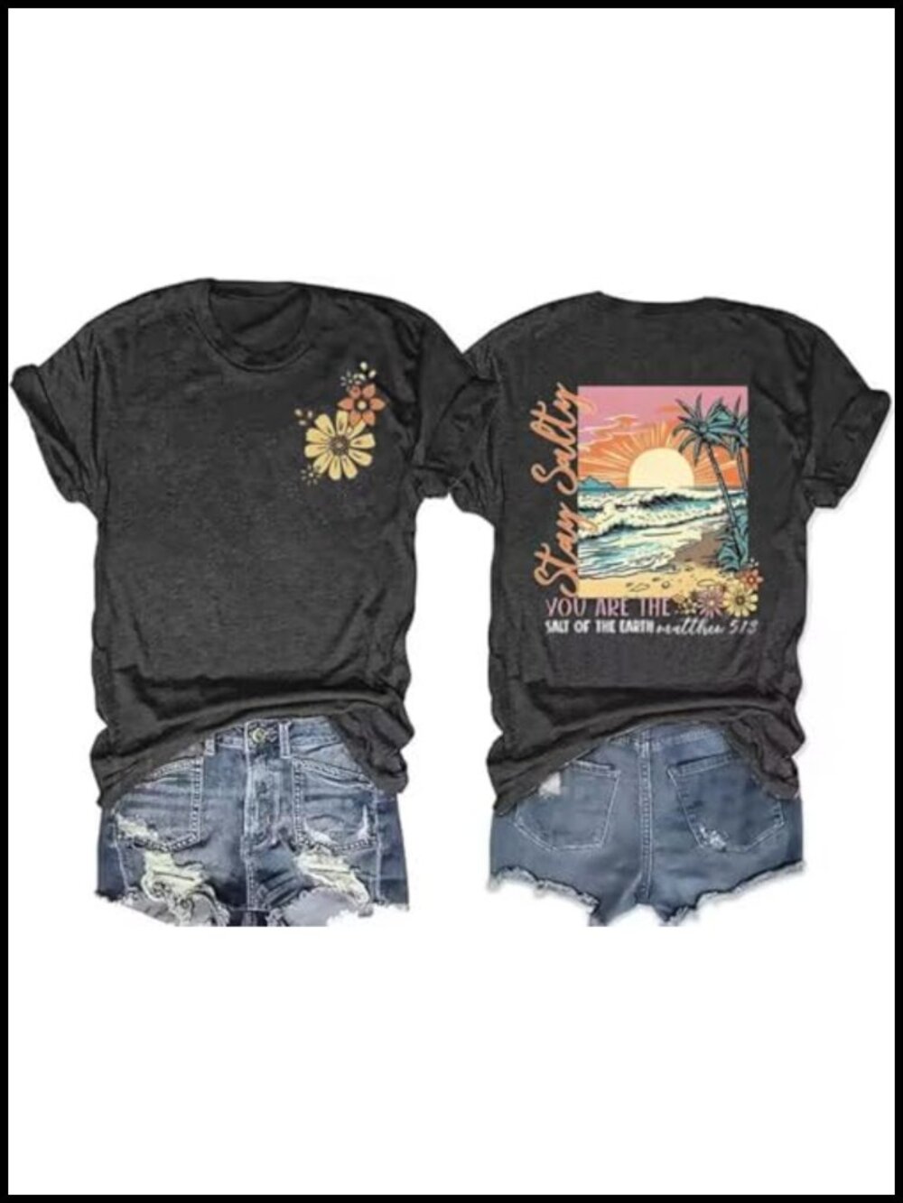 Vintage Graphic T-Shirt Cotton Blend Short Sleeve Crew Neck Women's Tee